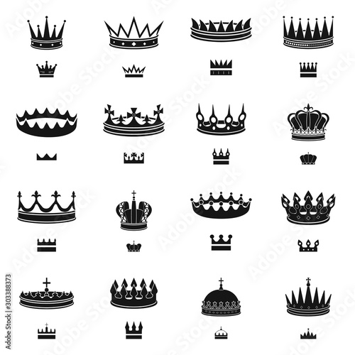 Isolated object of king and majestic logo. Set of king and gold stock vector illustration.