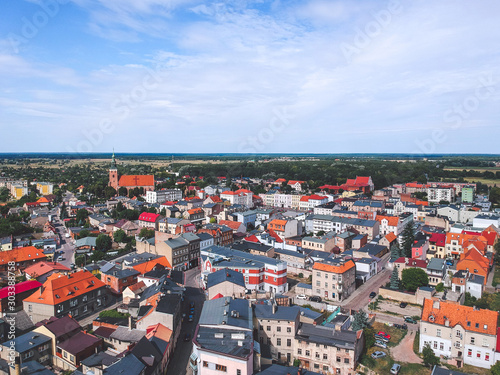 Obraz na płótnie Summer aerial skyline cityscape of Śrem, Wielkopolska, Poland w salonie