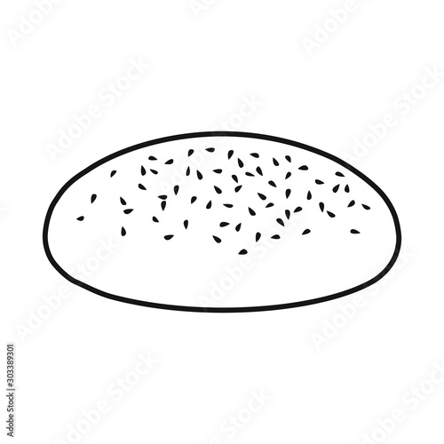Isolated object of bun and sesame symbol. Graphic of bun and bread vector icon for stock.