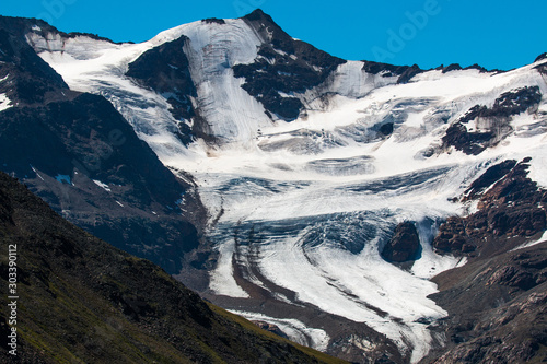 Forni glacier panorama in Ortler Alps, Stelvio National Park, Italy photo