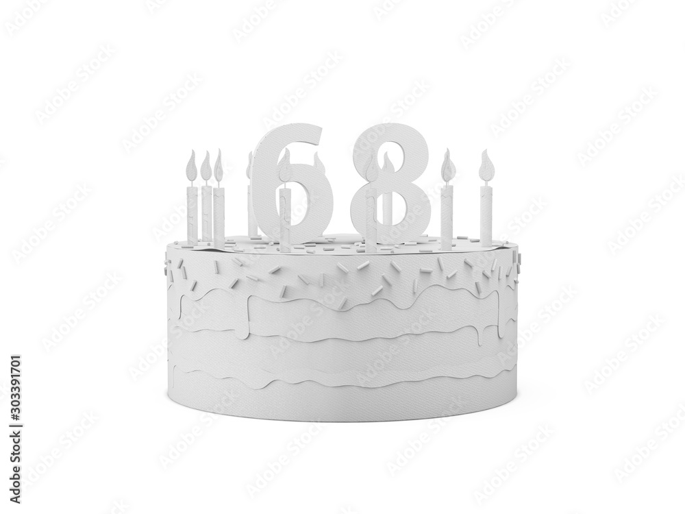 White Papercraft Birtday Cake number 68