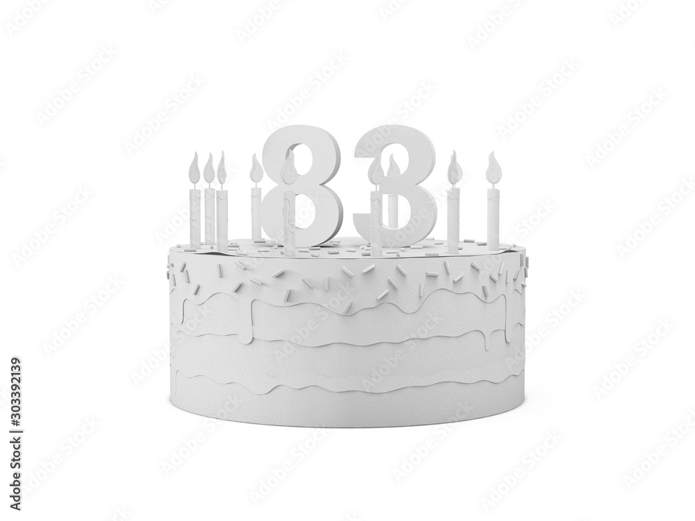 White Papercraft Birtday Cake number 83