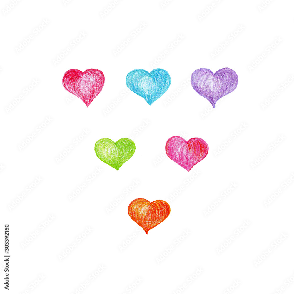 Set of multi-colored hearts isolated on white background. Ideal for wedding and Valentine's day greeting cards. Set of multi-colored hearts isolated on white background. Ideal for wedding and Valentine's day greeting cards.