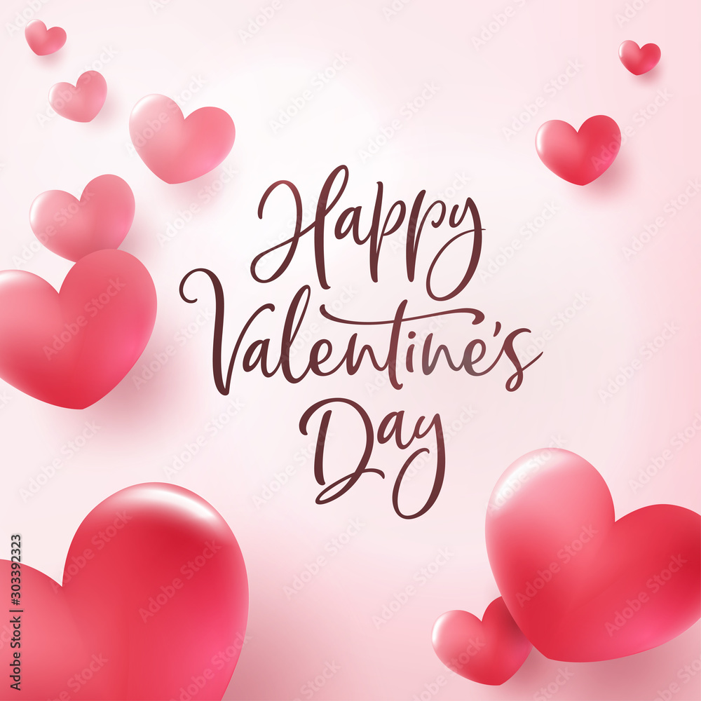 Happy Valentines Day greeting card. Vector illustration.