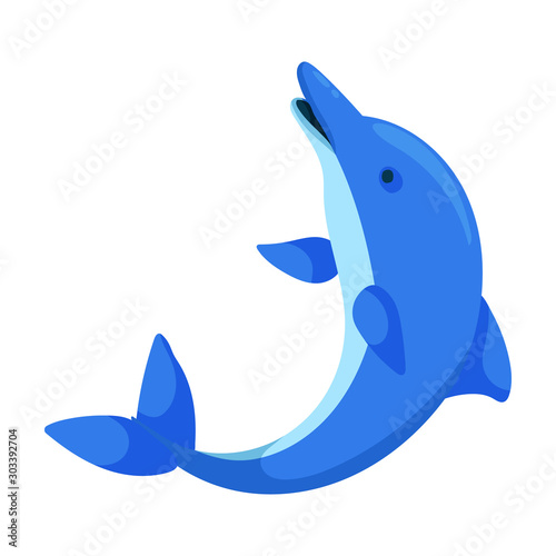Blue dolphin vector icon.Cartoon vector icon isolated on white background blue dolphin .