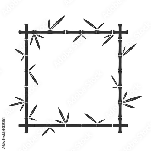 Vector bamboo square frame isolated.