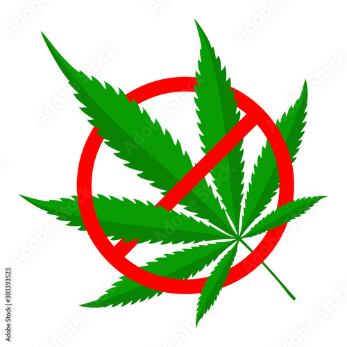 Vector sign of prohibition cannabis.