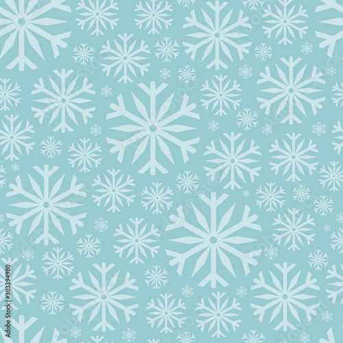 Snowflakes in light blue. New Year's background. Winter abstract drawing. Vec...