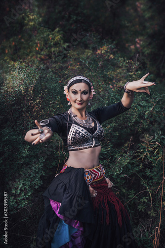 Tribal dancers in the forest