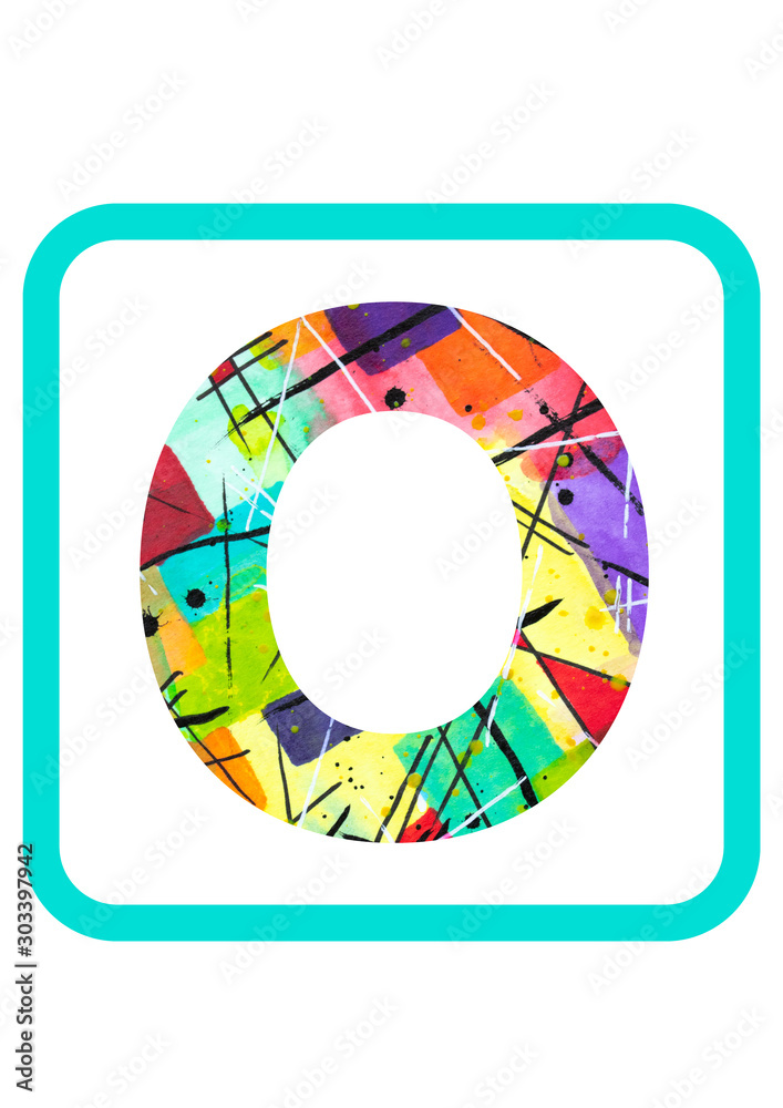 Fototapeta premium Abstract Painting Watercolor Typography Letter O