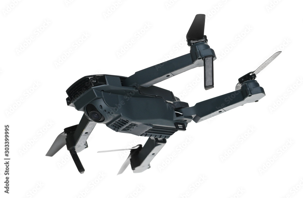 Drone with camera isolated on white background Drone with camera isolated on white background