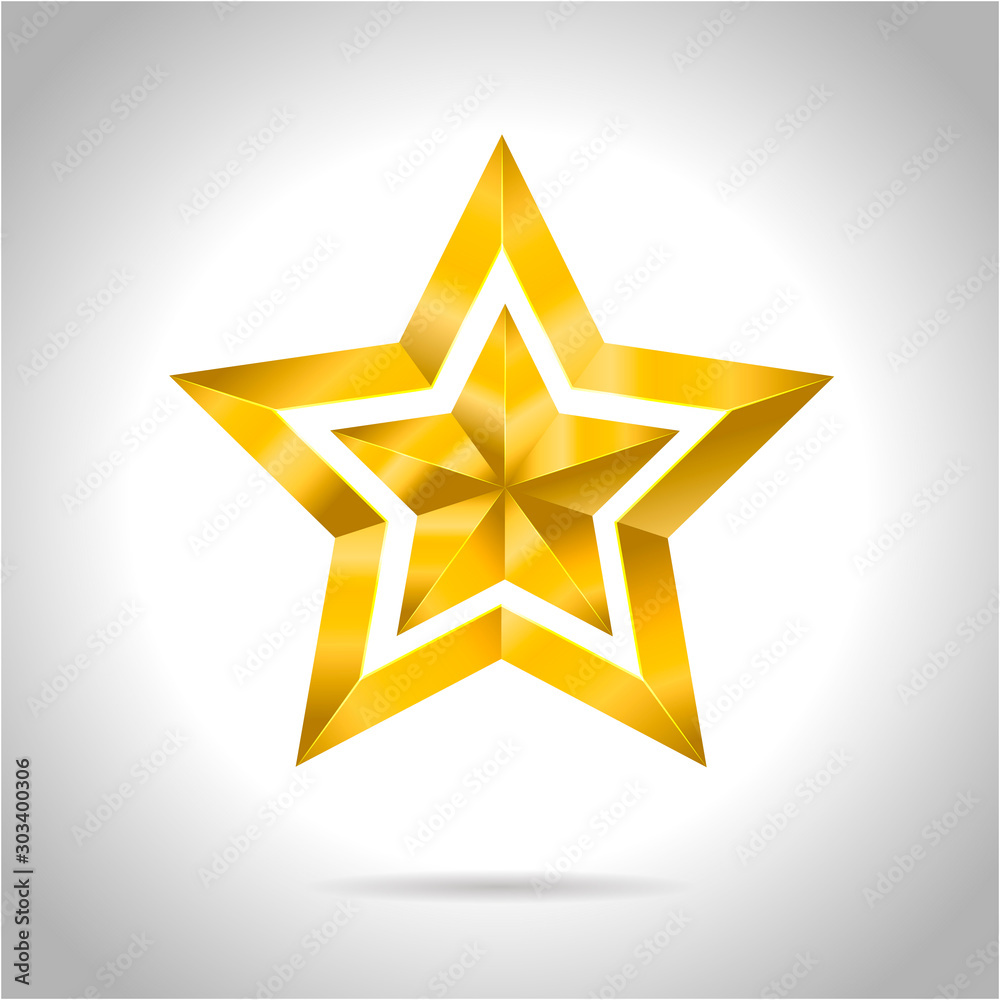 Gold red star vector illustration 3D art symbol christmas Gold red star vector illustration 3D art symbol christmas
