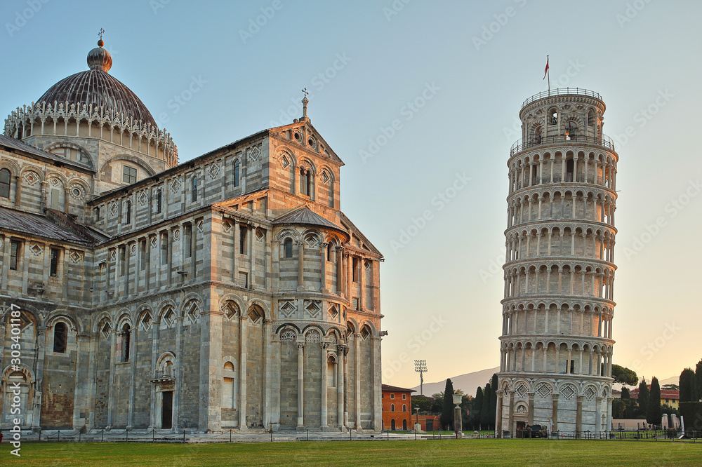 Leaning Tower of Pisa  in Italy in Autumn