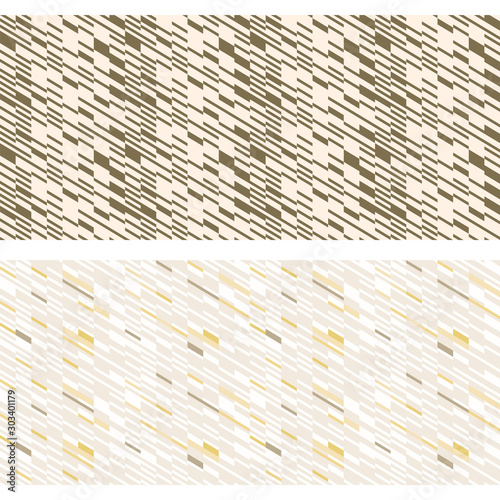 Seamless geometric patterns. Metallic, golden colors. Appropriate for fabric materials, packing materials, websites. Samples are added to swatches panel.