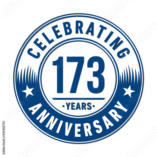 173 years anniversary celebration logo template. Vector and illustration.