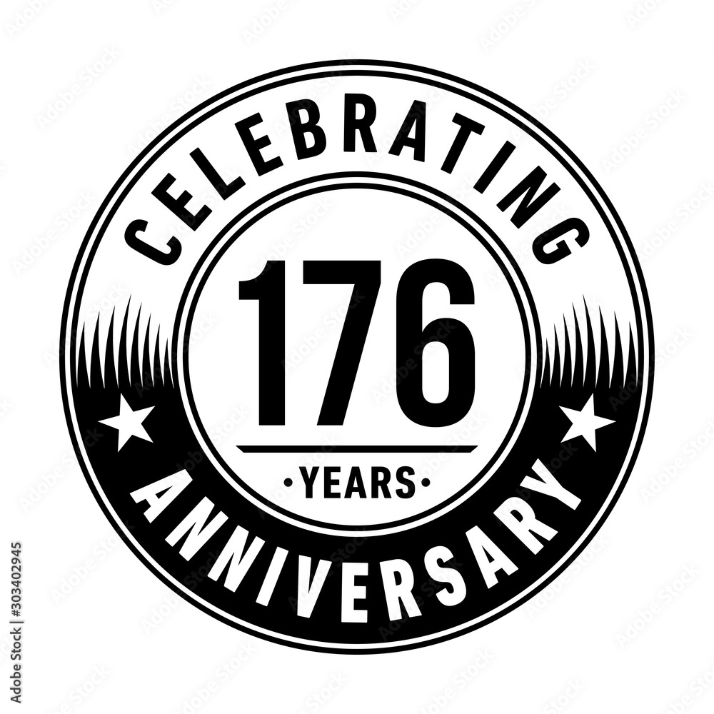 176 years anniversary celebration logo template. Vector and illustration.