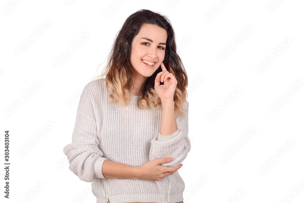 Portrait of young latin woman in a studio. Portrait of young latin woman in a studio.