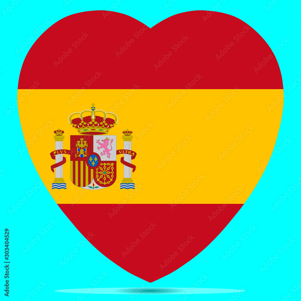 Spain Flag In Heart Shape Vector Spain Flag In Heart Shape Vector