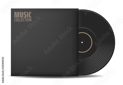 gramophone vinyl record with label. Music collection. old technology, retro sound design. vector illustration, isolated on white background