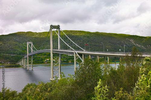 Large suspension bridge over the bay