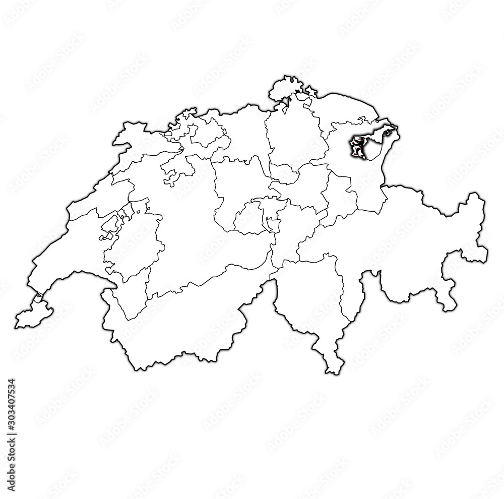 flag of Appenzell Ausserrhoden canton on map of switzerland
