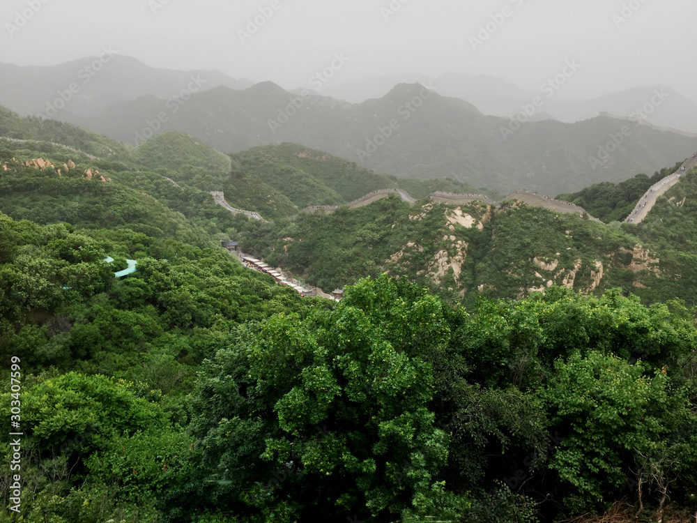 The great Wall of China, view at one of the Seven Wonders of the World