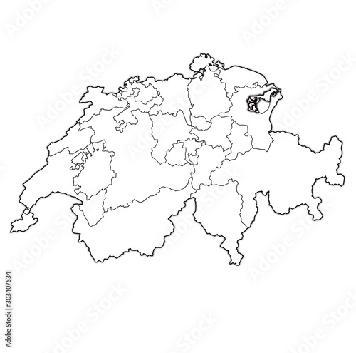 flag of Appenzell Ausserrhoden canton on map of switzerland