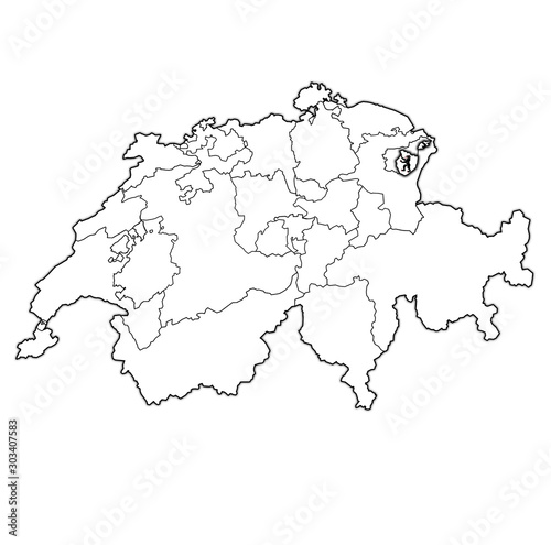 flag of Appenzell Innerrhoden canton on map of switzerland