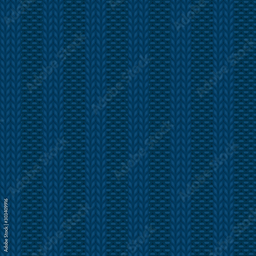Seamless rib knit blue pattern. Handicraft backgroung