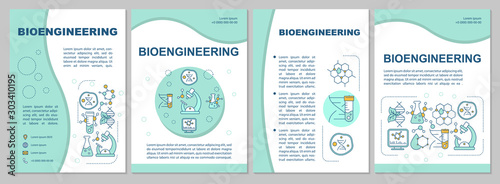 Bioengineering brochure template. Flyer, booklet, leaflet print, cover design with linear illustrations. Laboratory research. Vector page layouts for magazines, annual reports, advertising posters