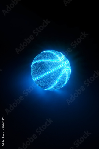 3D Rendering of creative basketball with glowing neon seams © Martin Piechotta