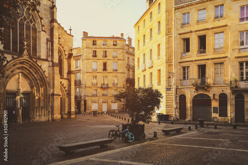 Selevtive focus on building  street scene in Bordeaux   France vintage style