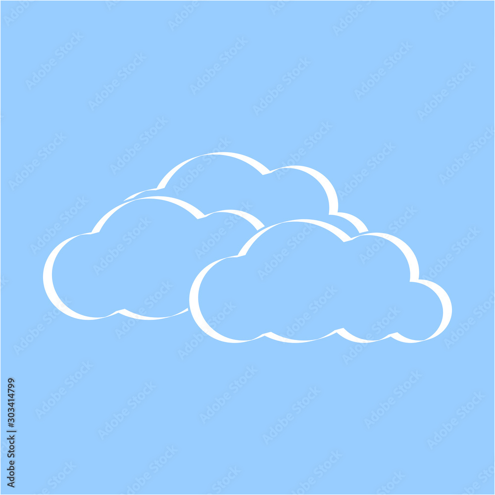doodle cloud icon, kids hand drawing line art, vector illustration