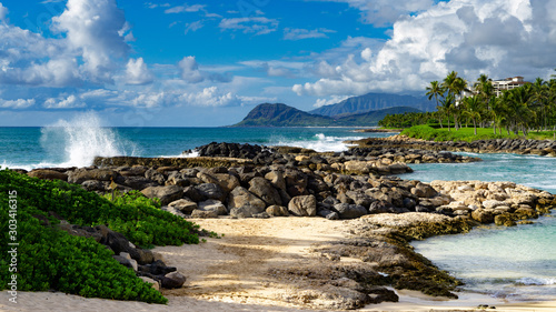 Beaches and shoreline of Hawaii sandy, rocky,  photo