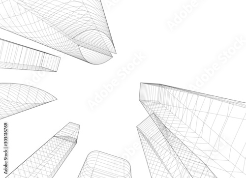 city architecture buildings abstract 3d 
