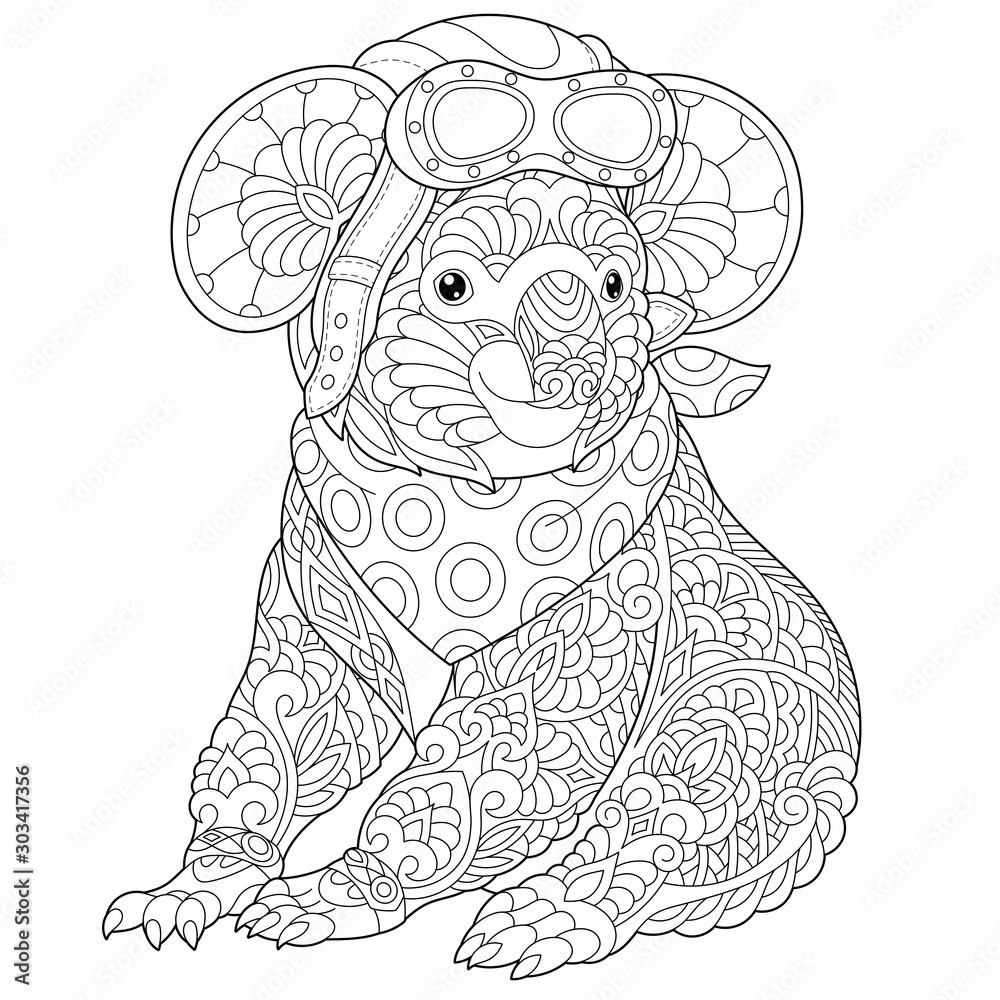 Foto coloring page with koala bear