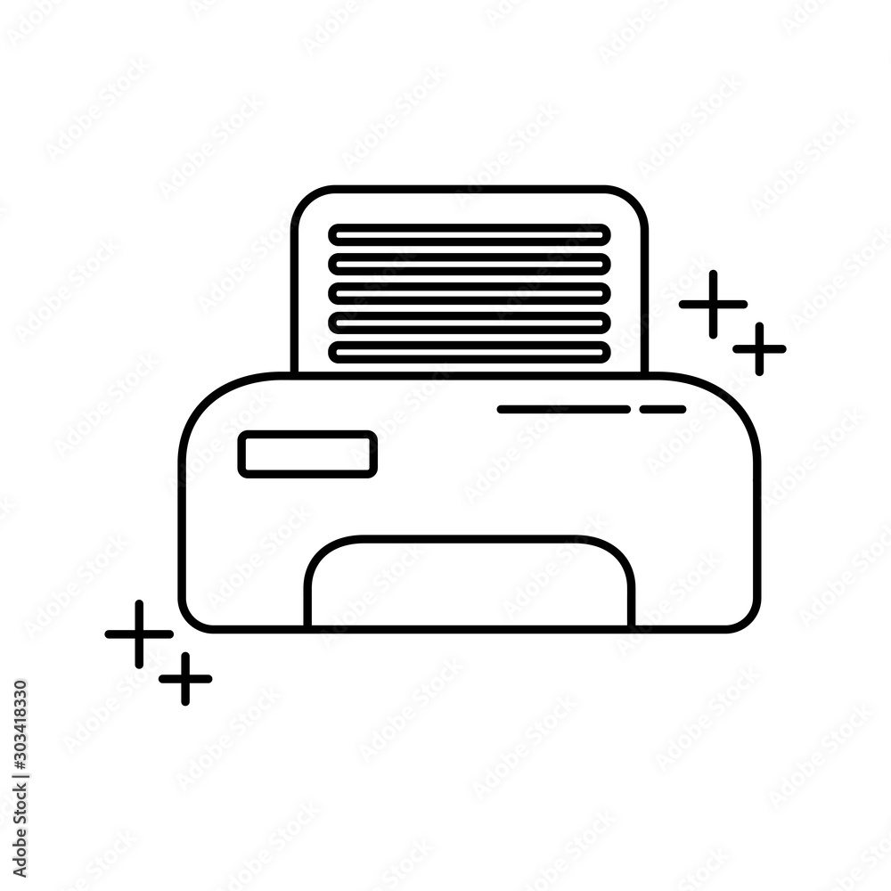 printer equipment paper office line icon style printer equipment paper office line icon style
