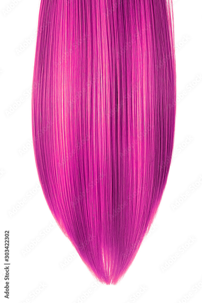 Pink shiny hair on white background, isolated Pink shiny hair on white background, isolated