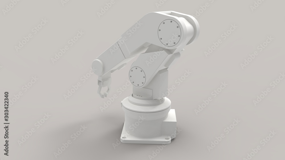 3d rendering of a robot arm isolated in a colored studio background 3d rendering of a robot arm isolated in a colored studio background