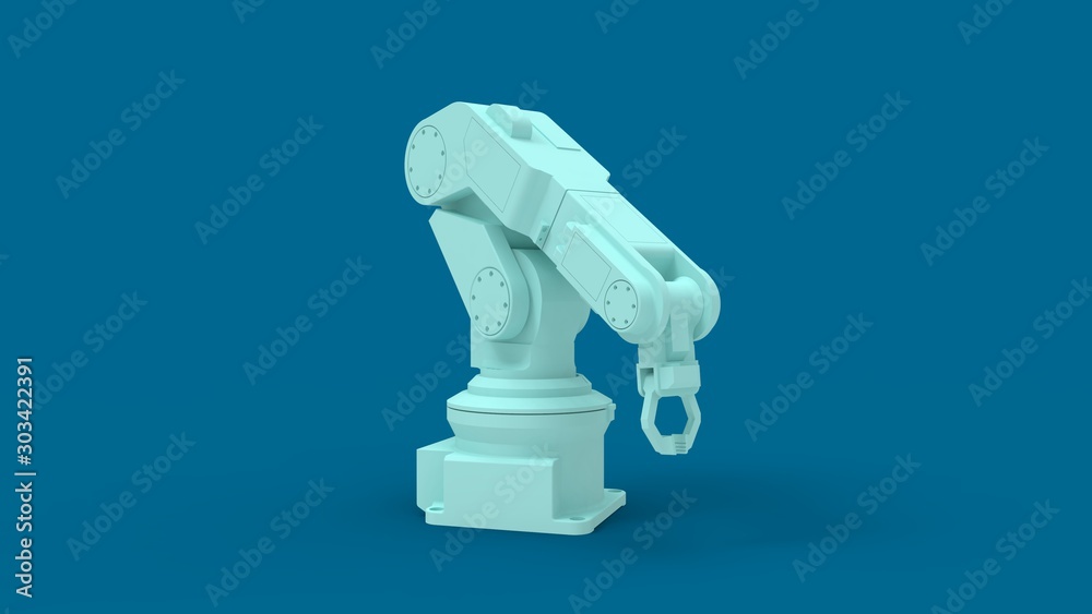 3d rendering of a robot arm isolated in a colored studio background 3d rendering of a robot arm isolated in a colored studio background