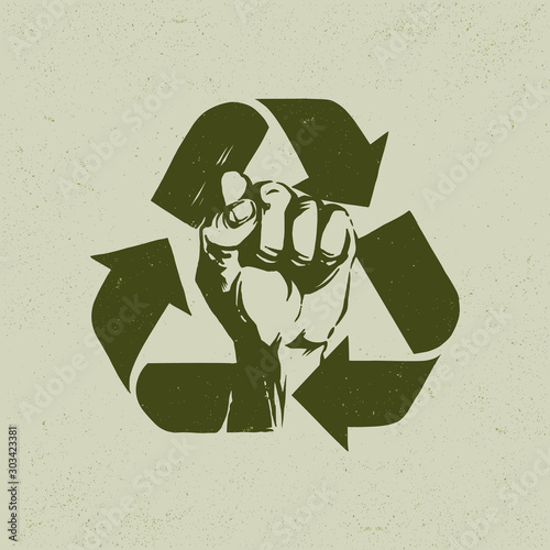 Green Recycle Eco Fist Symbol
