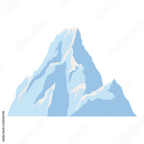 Ice mountain. Cartoon style. Isolated image on a white background. photo