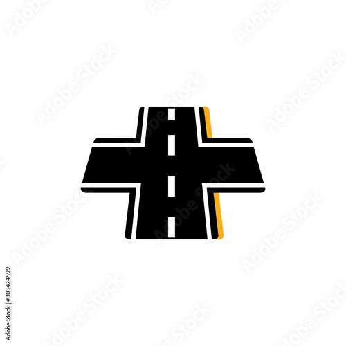 intersection asphalt road flat image