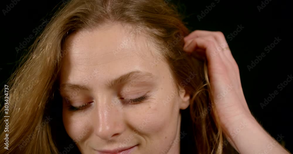 girl with charming face features poses covering eyes closeup girl with charming face features poses covering eyes closeup