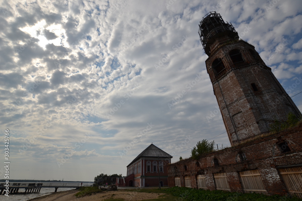 Fototapeta premium Cathedral Square in Usolye, shot with a wide-angle lens