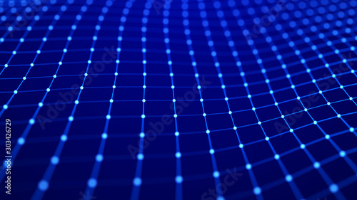 Network connection structure. Abstract technology grid background. Big data digital background. 3d rendering.