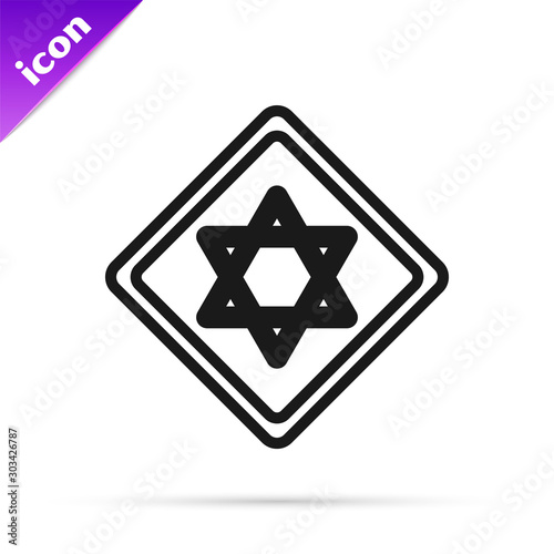 Black line Star of David icon isolated on white background. Jewish religion symbol. Symbol of Israel. Vector Illustration