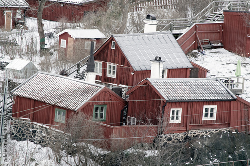 Photography house in snow, stockholm sweden