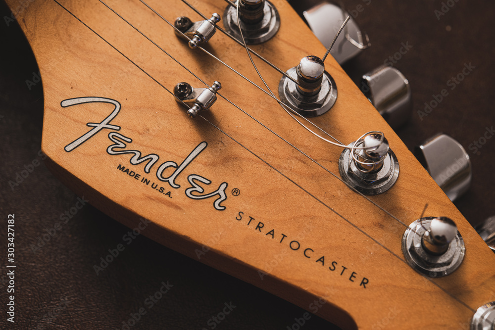 Fender Stratocaster electric guitar head detail Stock Photo | Adobe Stock