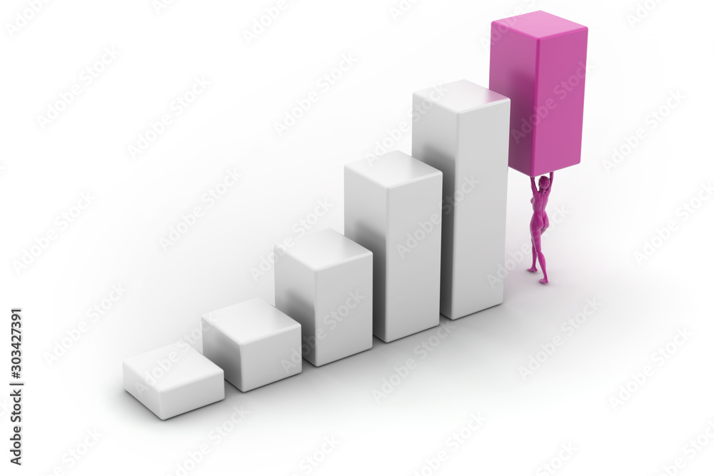 Conceptual business graph, 3d rendering isolated on white Conceptual business graph, 3d rendering isolated on white